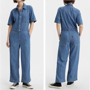 NWT Levi's Short Sleeve Heritage Denim Jumpsuit sz XL Chambray Slouchy Boho